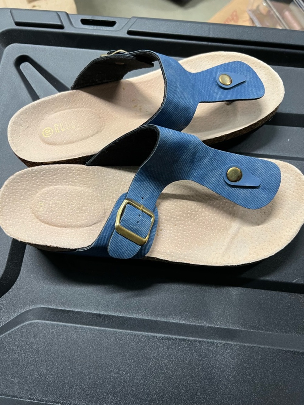 Blue Women's Adjustable Buckle Toe-Loop Sandals